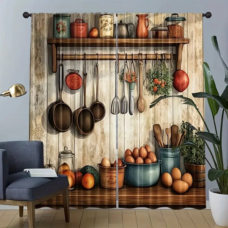 Home Cooking Youtube - Cocina de granja retro, cortinas estampadas