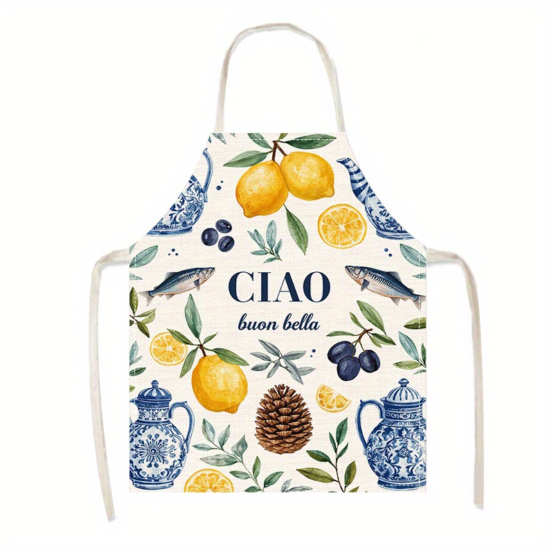 Home Cooking In Italian - Delantal de Lino Plano 2D con