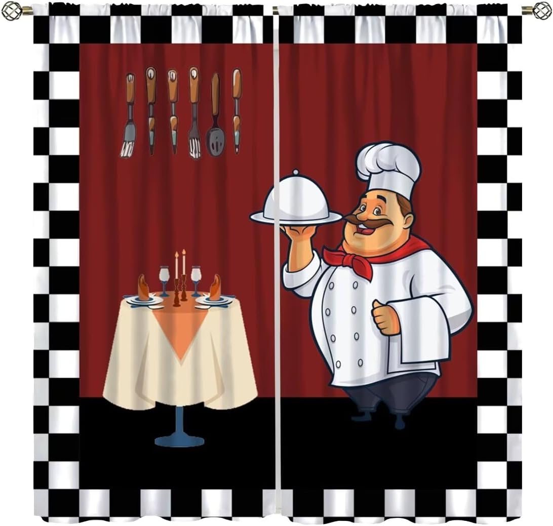 Home Cooking Youtube - Cortinas de cocina Fat Chef, cortinas