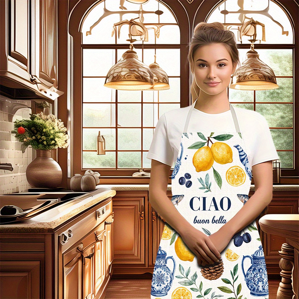 Delantal de Lino Plano 2D con  - Home Cooking In Italian reseña y precio