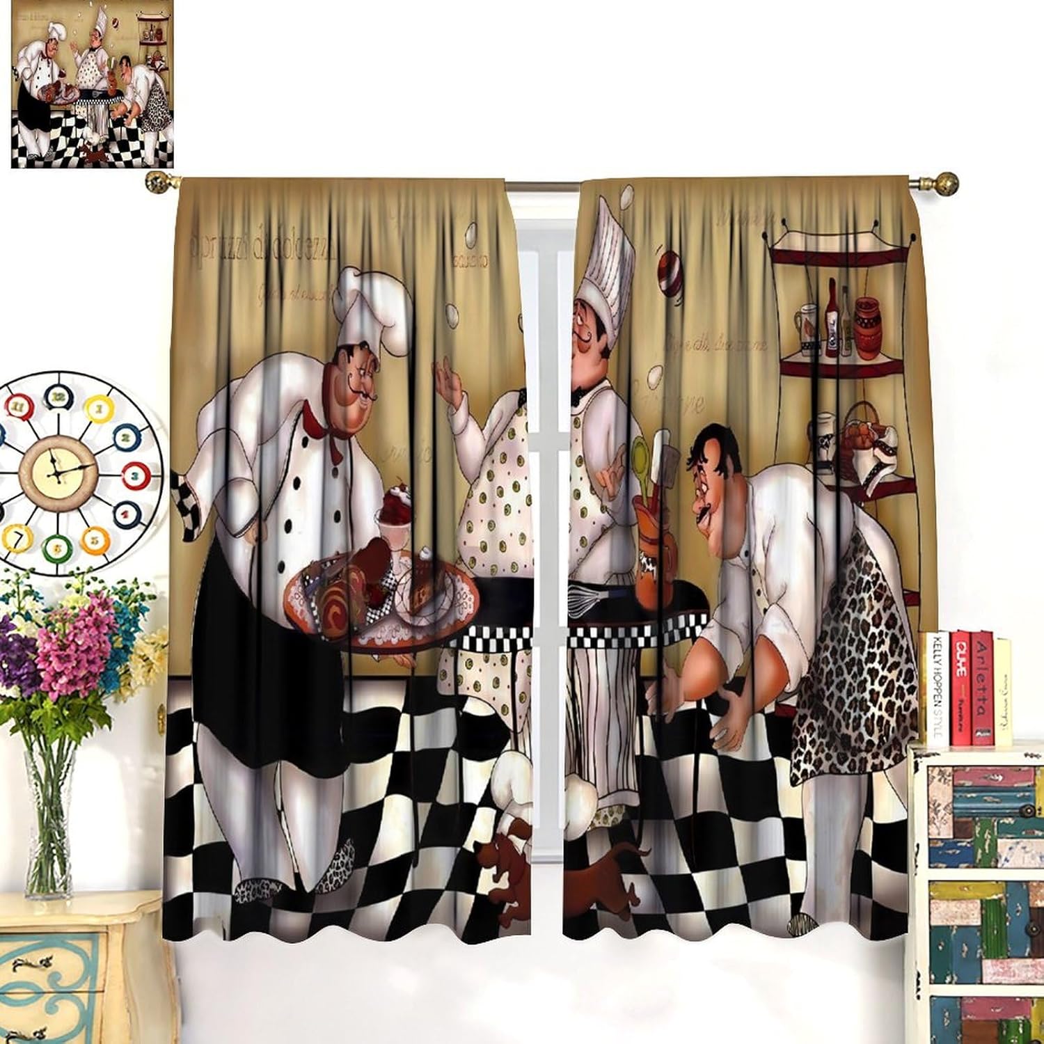 Cortinas retro de chef de coci - Home Cooking Youtube reseña y precio