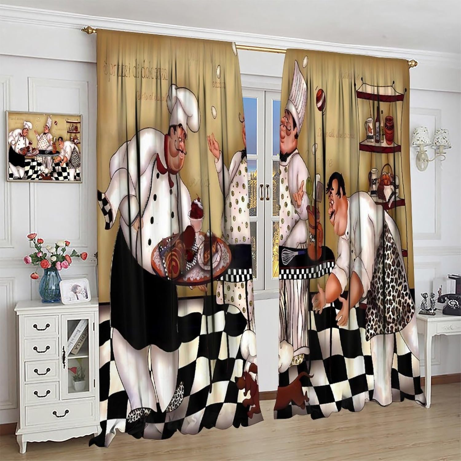Cortinas retro de chef de coci - Home Cooking Youtube reseña y precio