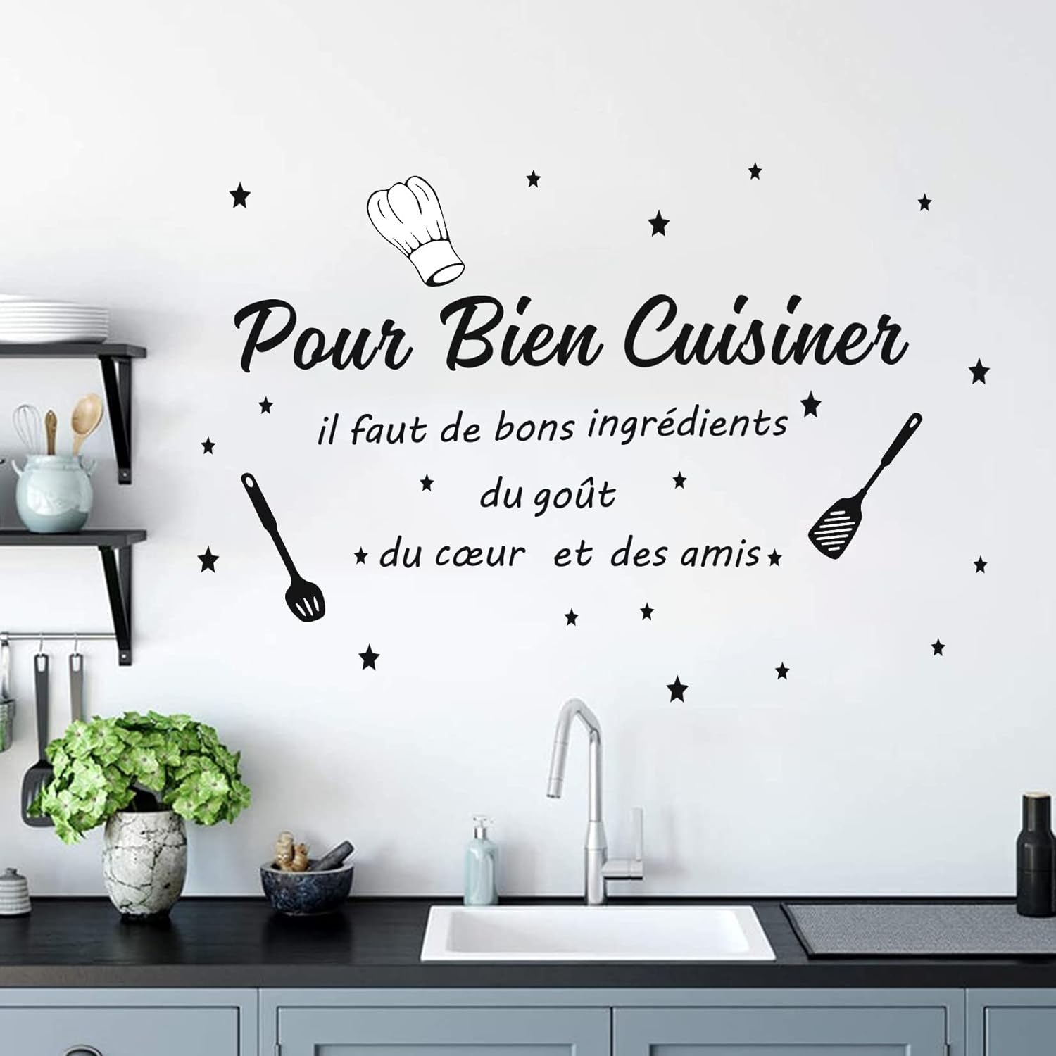 Pegatina de pared con cita de  - Home Cooking In Italian reseña y precio