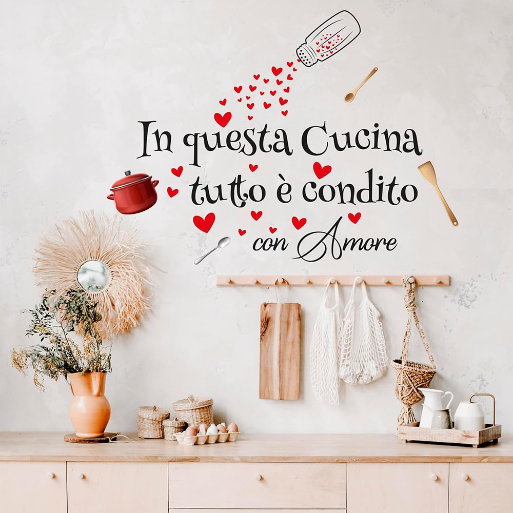 Pegatina de pared con cita de  - Home Cooking In Italian reseña y precio